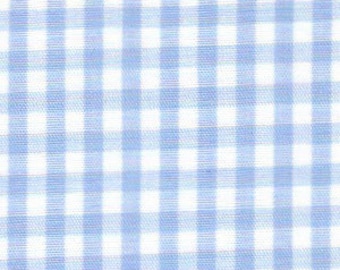 Blue Gingham Fabric by the yard, 1/8" checked light blue fabric, Fabric Finders 100% cotton gingham check fabric