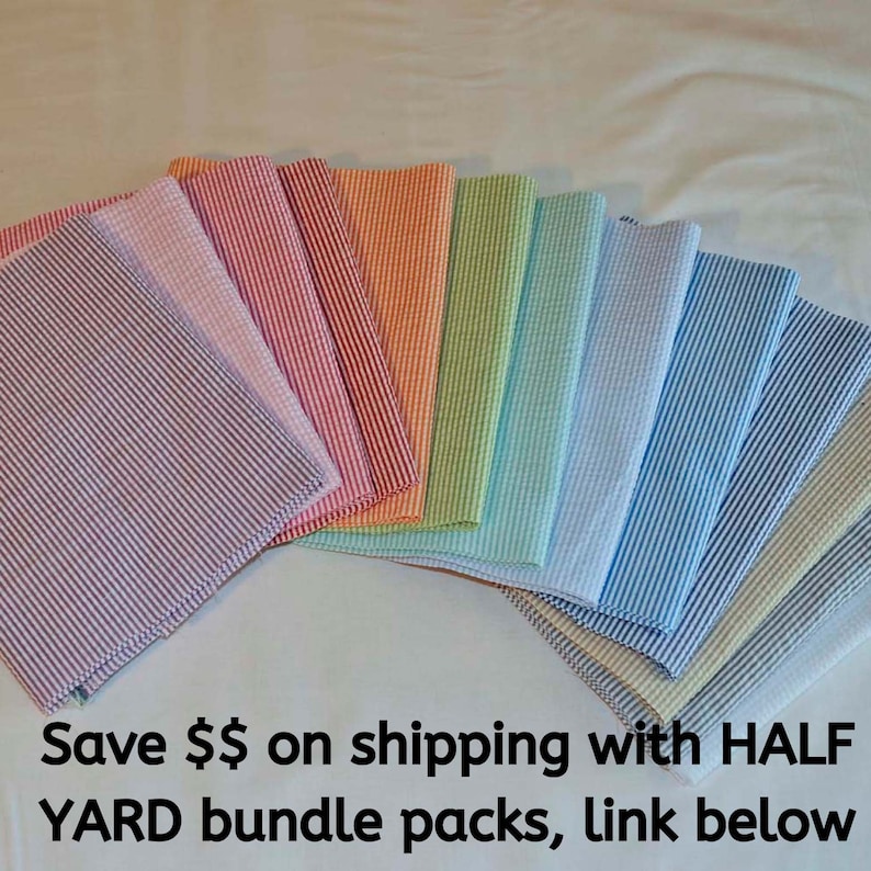 Seersucker Fabric by the yard half or quarter yard, many colors Robert Kaufman or Fabric Finder designer striped cotton blend seersucker bild 3
