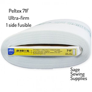 Peltex 71F heavyweight 1 sided fusible interfacing, 20" wide ultra firm stabilizer, iron-on white sold by the yard, half, quarter
