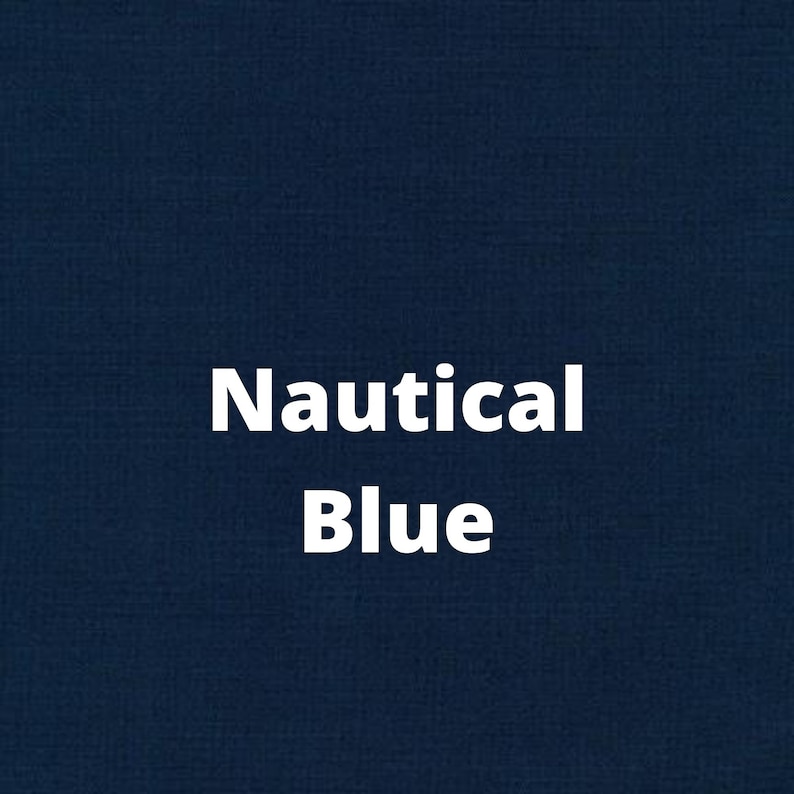 May include: A solid blue fabric swatch with the text "Nautical Blue" in white.