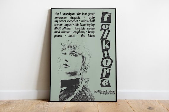 Taylor Swift Poster folklore Tracklist Digital Download - Etsy