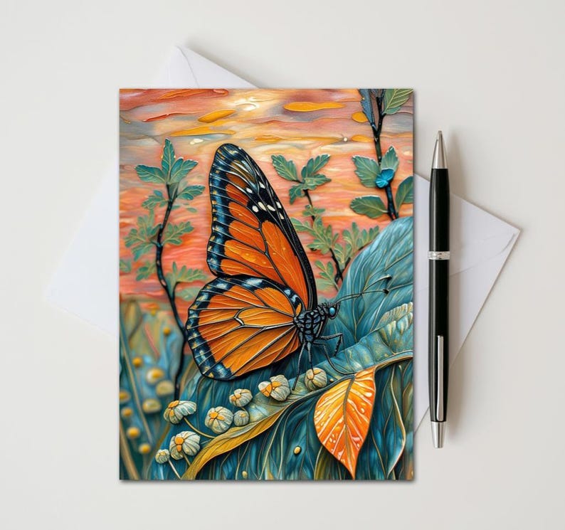 Set of 8 Different Butterfly Note Cards - Handmade Nature Stationery ...