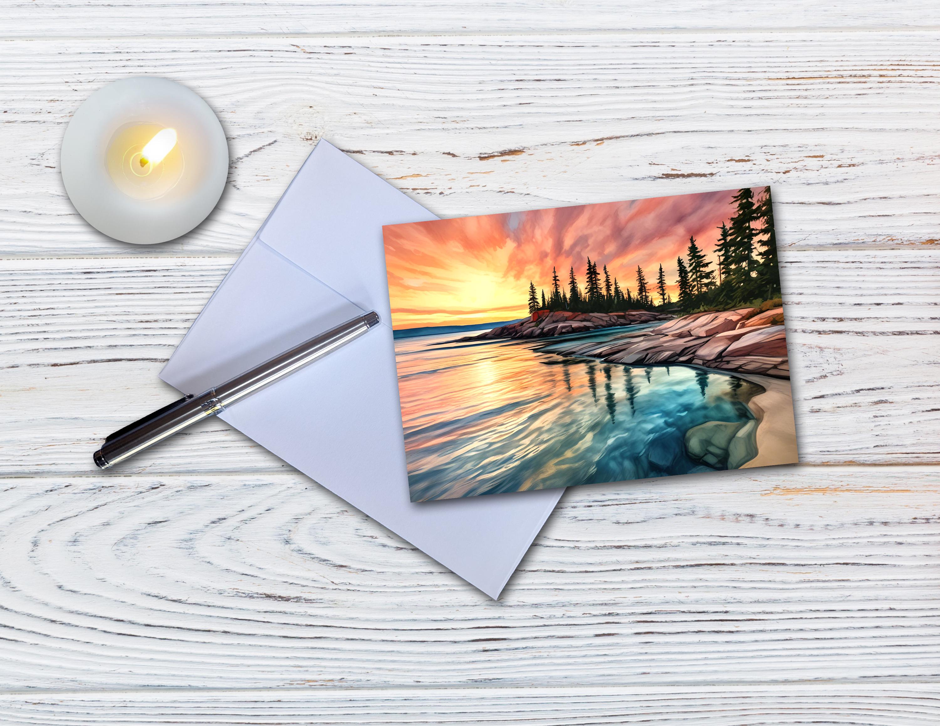 Set of 8 Different Sunset Note Cards - Handmade Nature Stationery - 5x7 ...