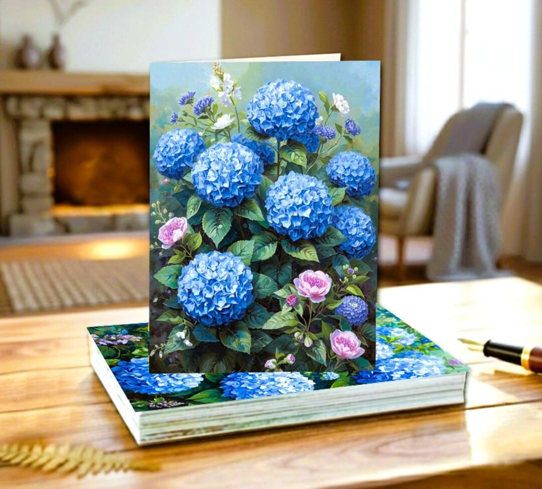 Blue Hydrangea Note Cards - Set of 8 Glossy Photo Art Prints - Etsy