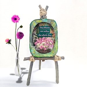 Altered Tin Flower Art: Upcycled Sardine Tin Diorama with Twig Easel