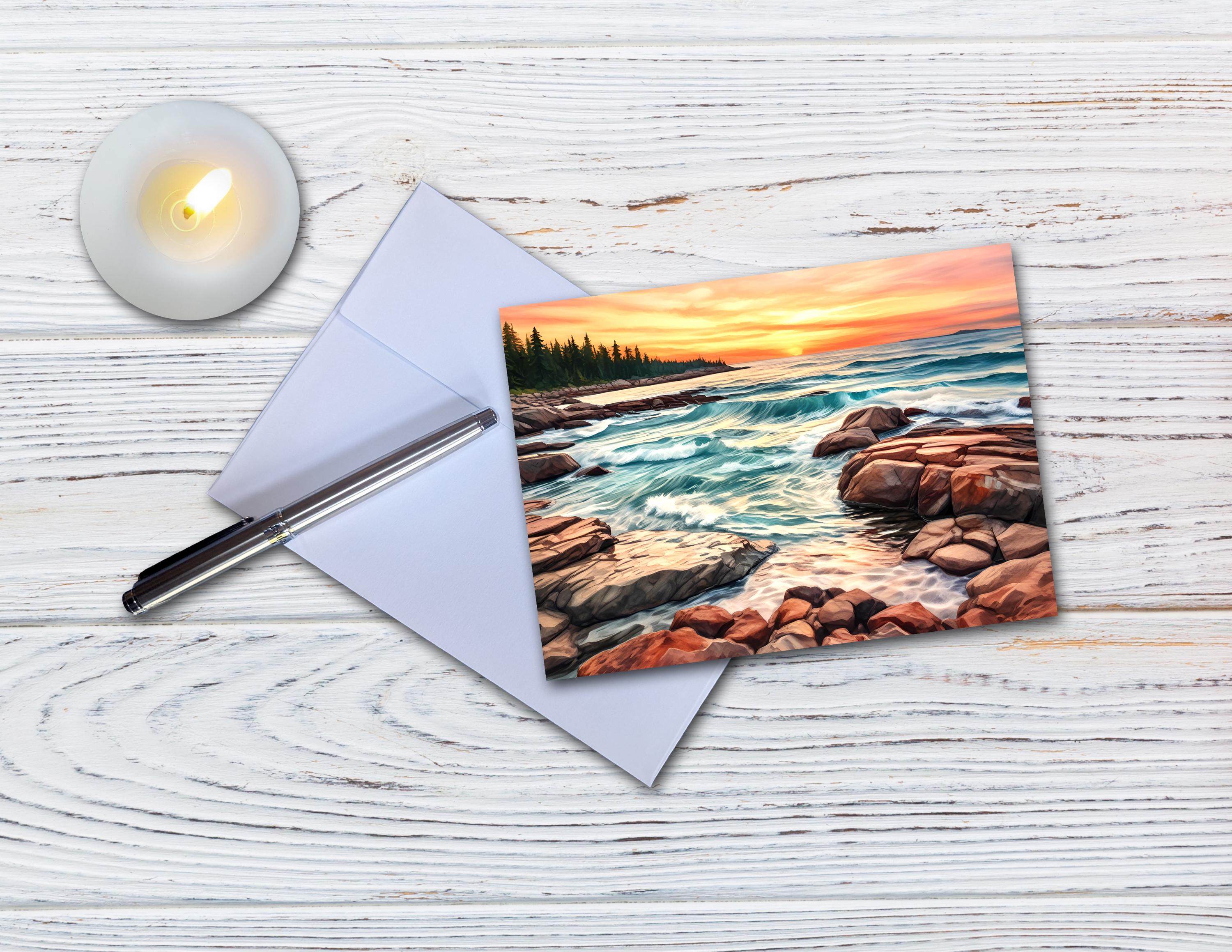 Set of 8 Different Sunset Note Cards - Handmade Nature Stationery - 5x7 ...