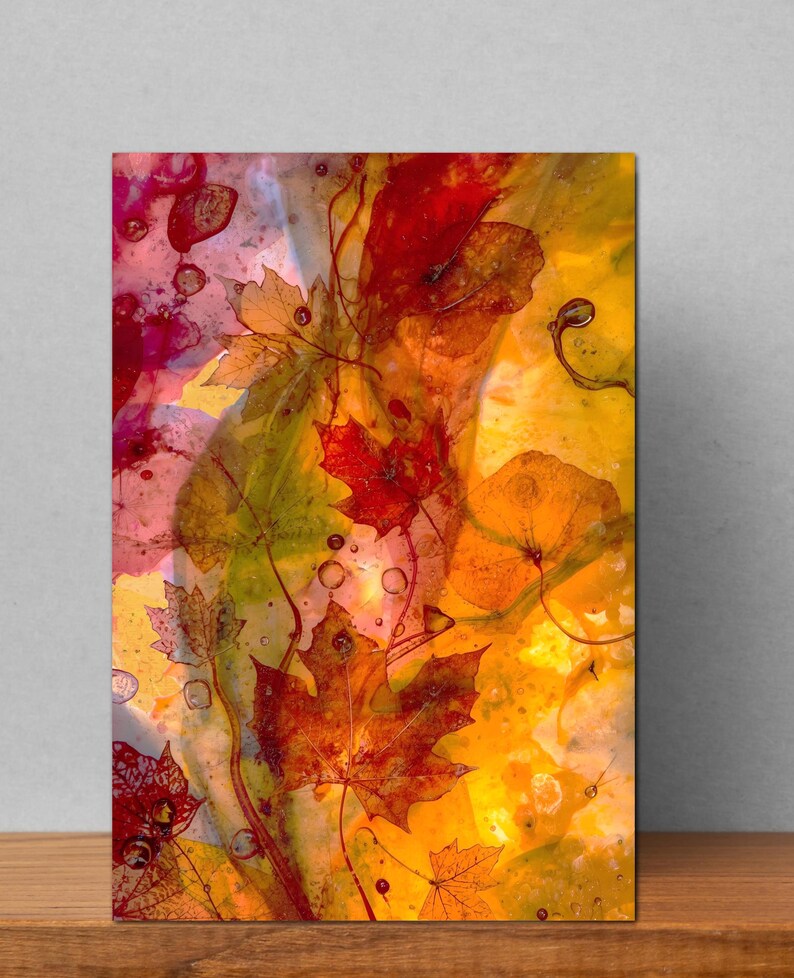 Abstract Fall Leaves Note Cards Set of 8, 5x7 Blank Inside - Etsy
