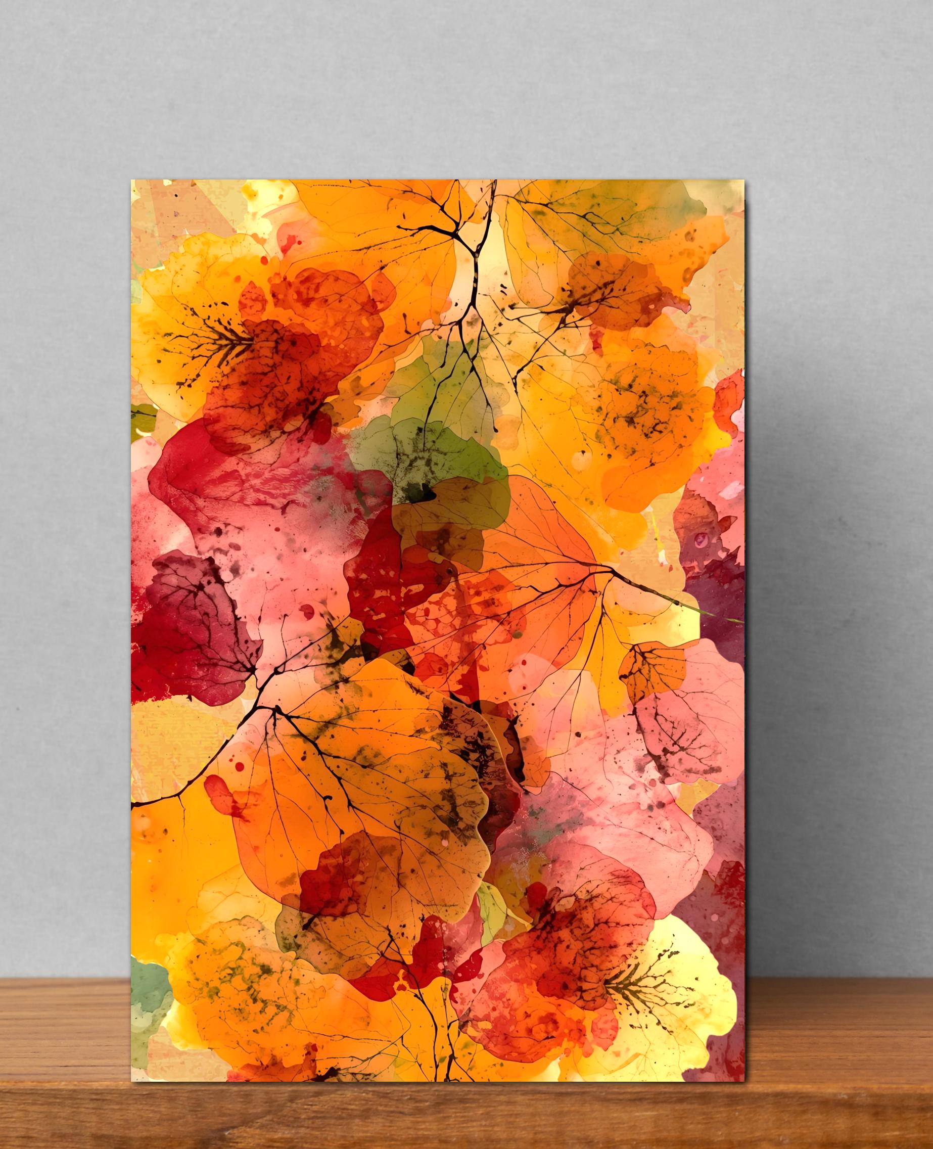 Abstract Fall Leaves Note Cards Set of 8, 5x7 Blank Inside - Etsy