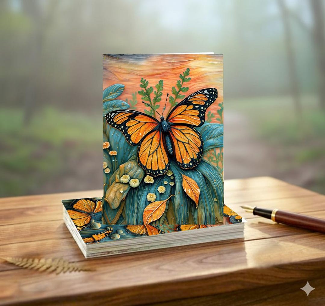 Set of 8 Different Butterfly Note Cards - Handmade Nature Stationery ...