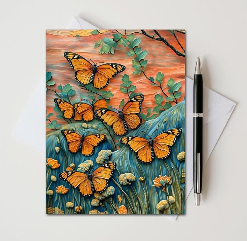Set of 8 Different Butterfly Note Cards - Handmade Nature Stationery ...