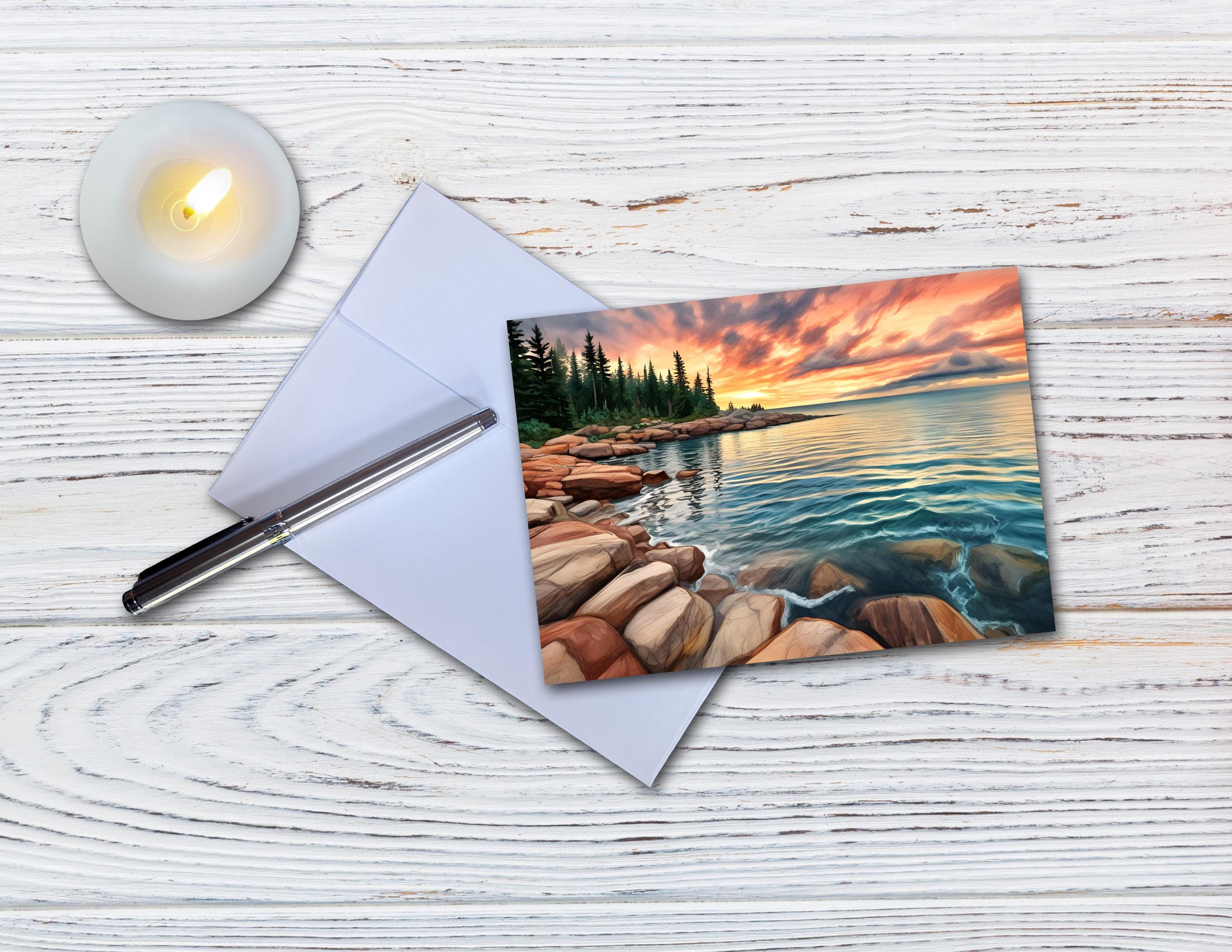 Set of 8 Different Sunset Note Cards - Handmade Nature Stationery - 5x7 ...