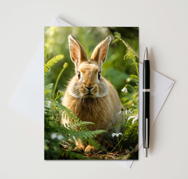 Meadow Rabbit Note Cards, Handmade Woodland Animal Stationery Set of 8 ...