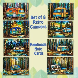 Handmade Camper Note Card Set: Vintage Trailer Art, Adventure Stationery