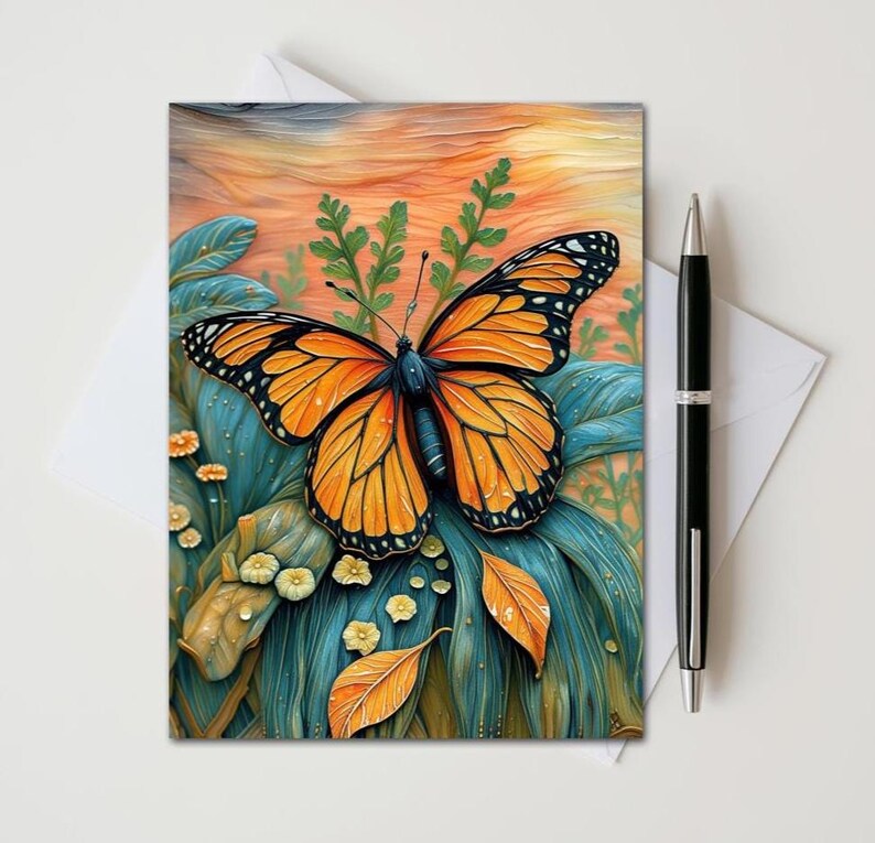 Set of 8 Different Butterfly Note Cards - Handmade Nature Stationery ...