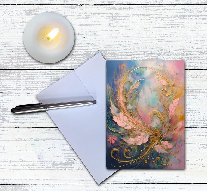 Set of 8 Abstract Floral Note Cards - Blank Botanical Greeting Cards ...