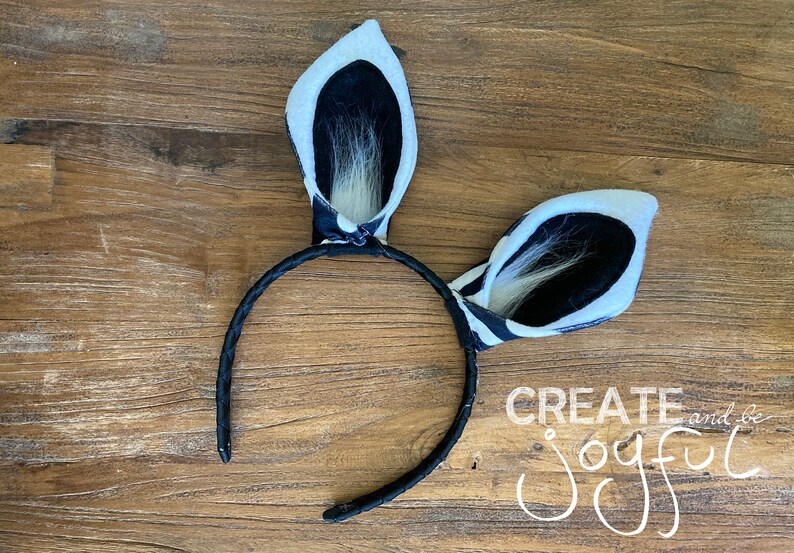 ZEBRA EARS Headband Costume Ears Flowers or NO Flowers Black Etsy