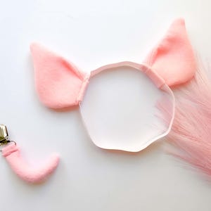 PINK Baby PIG Piglet EARS Headband, Optional Tail, Baby Size, Light Pink, Elastic Band, Costume Dress Up, Pig Ears