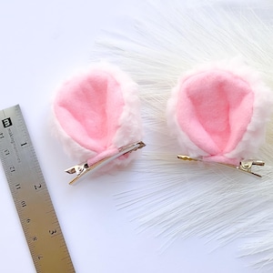 Horquillas para el pelo con orejas de osito rosa claro, cola de oso, para bebé, niño pequeño, oso rosa, recuerdos de fiesta, horquillas para el pelo de oso