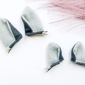 GRAY CAT Ears Clips, Gray, Kitty Cat Ears, Hair Clips, Toddler Child Adult Size, Cat Ears, Cat Party