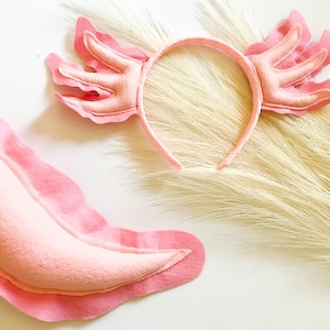 Cute Candy PINK AXOLOTL Costume Gills Headband and/or Tail, Pink, Toddler Child Adult Size, Animal Party Ears Headband, Under the Sea Party