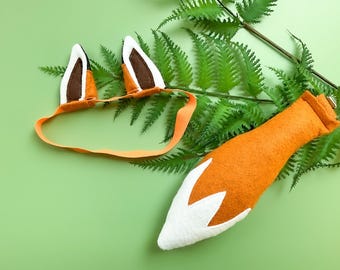 ORANGE FOX Costume Ears and/or Tail, Baby Toddler Child Adult Size, Animal Party Ears Headbands, Photo Booth, Forest Party, Dress Up