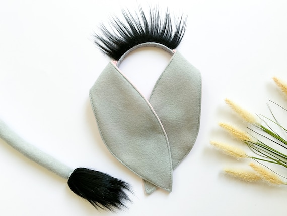 FXICH Diadema Con Orejas De Burro Y Cola – Disfraz De Animal Para Cosplay, Carnaval, Halloween Y Fiestas Temáticas, Material De Poliéster Suave Para Niños Y Adultos