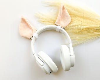 ヘッドフォン用ピーチピッグイヤー、ヘッドセットアクセサリー、子豚、オプションの尻尾、ライトピーチ、髪またはヘッドフォンの耳クリップ、ヘッドセットアタッチメント