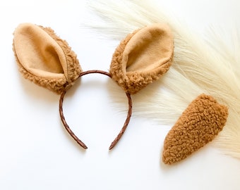 Light BROWN LLAMA ALPACA Costume Headband and/or Tail, Light Brown, Baby Toddler Child Adult Size, Pet Dog Crown, Original Exclusive Design