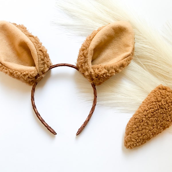 Light BROWN LLAMA ALPACA Costume Headband and/or Tail, Light Brown, Baby Toddler Child Adult Size, Pet Dog Crown, Original Exclusive Design