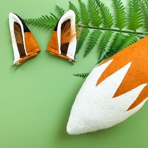 ORANGE FOX Costume Ears Clips and/or Tail, Baby Toddler Child Adult Size, Headphone Ears, Animal Party Ears, Forest Party, Gamer Ears