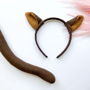 BROWN CAT Costume Ears Tail, BROWN tan, Kitty Cat Ears, Toddler Child Adult Size, Pet Cat, Cat Party, Kitty Party Favors