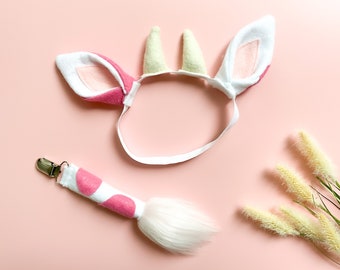 Pink STRAWBERRY COW CALF Costume Ears and/or Tail | Baby Size | Pet Dog Crown | Create and Be Joyful Original Design