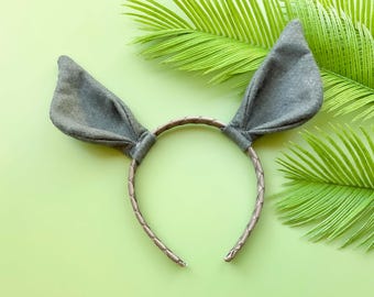 Gray RHINO EARS HEADBAND, Child Kid Adult Size, Costume, Dress Up