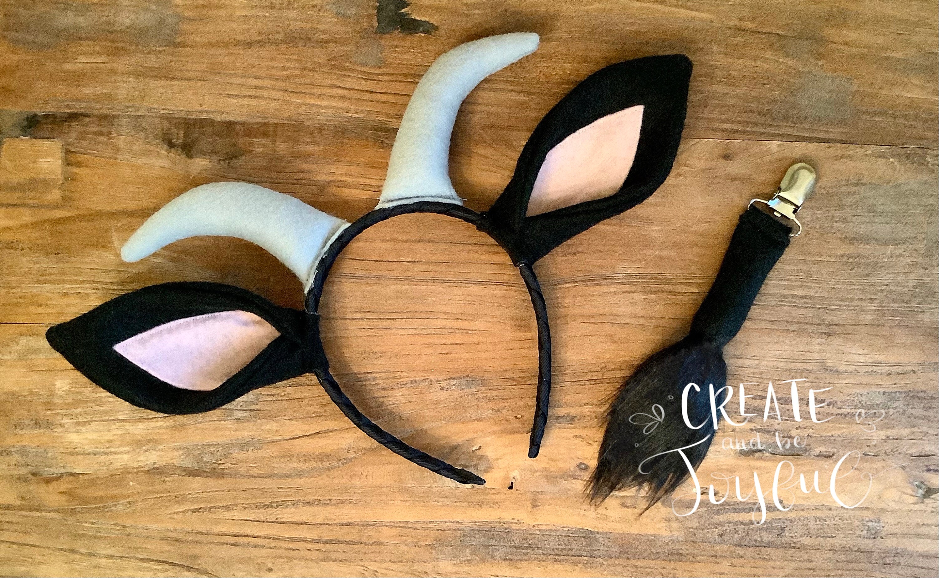 GOAT Boy Ears Headband Tail Costume Black Animal School Dress Etsy UK