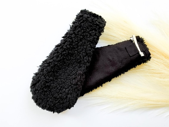 BLACK PUPPY DOG Costume Ears Clips and/or Tail, Fluffy Ears Style, Toddler Child Adult Size, Animal Party Ears, Photo Booth, Hair Clips