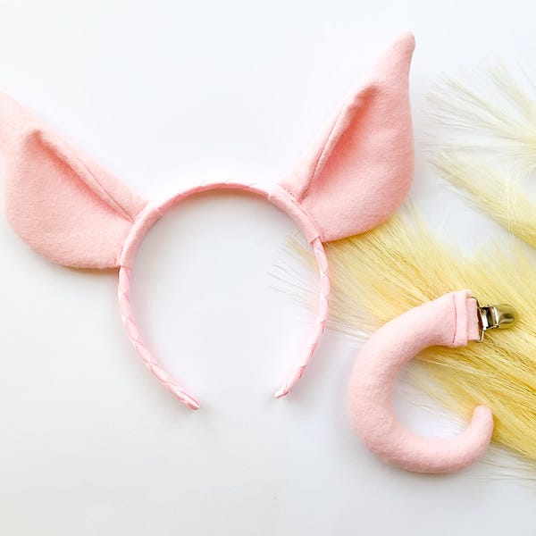 Pig Set with Sound Instant Costume Disguise Pink Ears Nose Tie Tail
