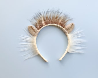 HEDGEHOG EARS Headband, Baby Child Kid or Adult Size, Tan Ivory and Brown, Costume Dress Up, Porcupine Ears, Playful Quality Kids Costume
