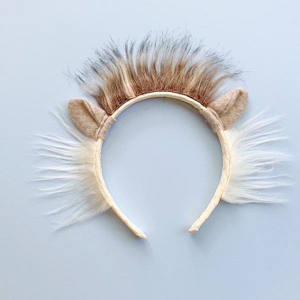 HEDGEHOG EARS Headband, Baby Child Kid or Adult Size, Tan Ivory and Brown, Costume Dress Up, Porcupine Ears, Playful Quality Kids Costume