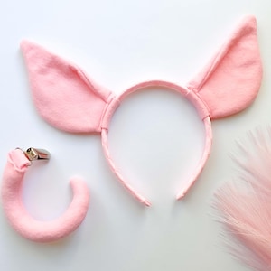 PINK PIG EARS Headband, Optional Tail, Child Kid Adult Size, Light Pink, Costume Dress Up, Pig Ears, Playful Quality Kids Costume