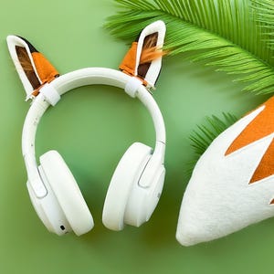 ORANGE FOX Ears for Headphones and/or Tail, Headset Accessories, Headset Attachments, Animal Party Ears, Forest Party, Gamer Ears