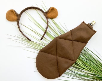 BROWN BEAVER Costume Ears and/or Tail, Beaver Ears, Toddler Child Adult Size, Dog Pet Costume, Cute Beaver Ears, Beaver Tail, Woodland Party