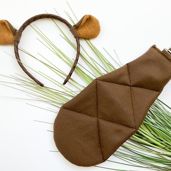 BROWN BEAVER Costume Ears and/or Tail, Beaver Ears, Toddler Child Adult Size, Dog Pet Costume, Cute Beaver Ears, Beaver Tail, Woodland Party