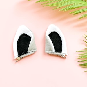 GRAY and BLACK RACCOON Costume Ears Clips and/or Tail, Hair or Headphones Clips, Gamer Ears, Toddler Child Adult Size, Raccoon Costume Ears