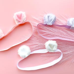 Diadema con orejas de osito de bebé, orejas pequeñas, color blanco, rosa y lavanda, tamaño de bebé, recuerdos de fiesta de bosque, accesorio fotográfico para bebé, regalo para recién nacido