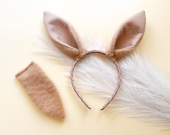 TAN LLAMA ALPACA Costume Headband and/or Tail, Light Brown Tan, Baby Toddler Child Adult Size, Farm Party Photo Booth Prop