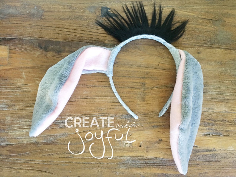 DONKEY Ears Headband Floppy Ears Tail GRAY Donkey Play Animal Etsy