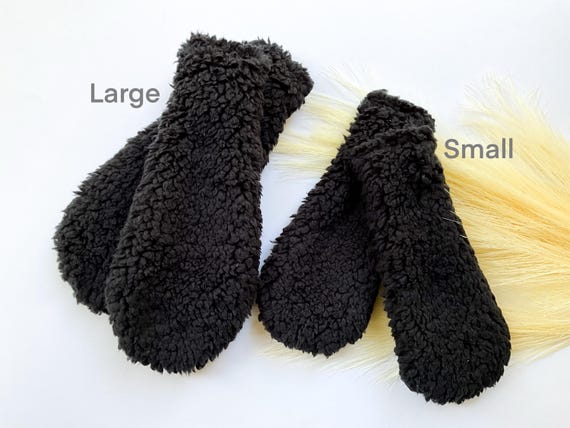 BLACK PUPPY DOG Costume Ears Clips and/or Tail, Fluffy Ears Style, Toddler Child Adult Size, Animal Party Ears, Photo Booth, Hair Clips
