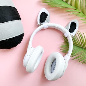 GRAY and BLACK RACCOON Ears for Headphones or Hair Clips and/or Tail, Hair or Headset Accessories, Gamer Ears, Costume Ear Attachments