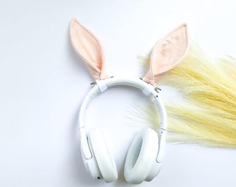 Orejas de caballo color melocotón, disfraz de poni, pinzas para el pelo o auriculares, para niños pequeños, adultos, color melocotón naranja, orejas de animal, recuerdos de fiesta, cumpleaños de granja