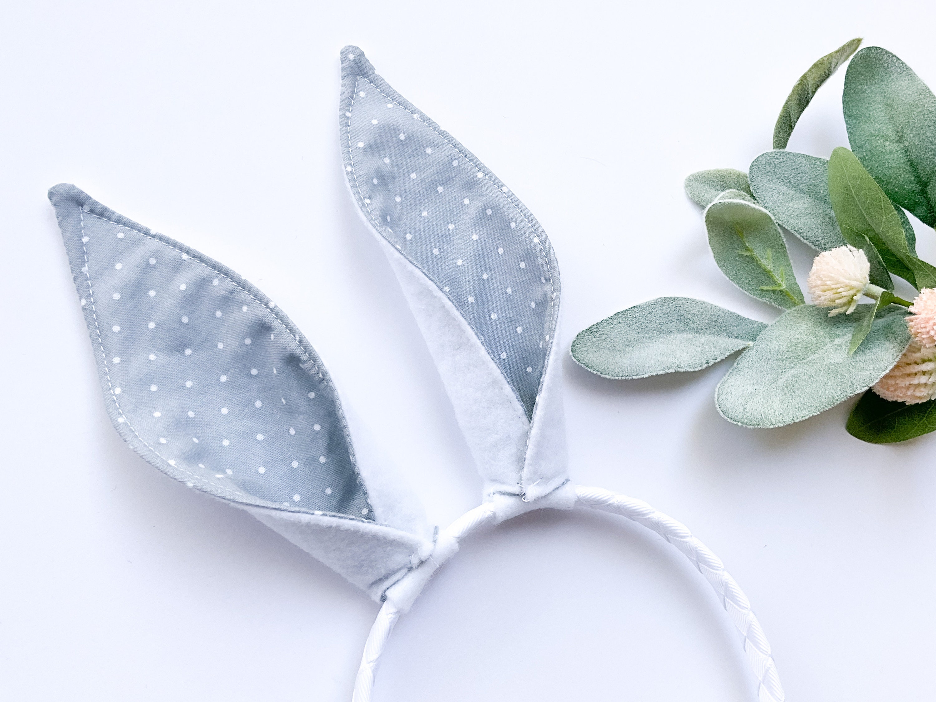 Cerchietto Con Orecchie Da Coniglio Grigio Flosce Per Pasqua | Fascia Morbida Con Dettagli Rosa E Orecchie Mobili | Accessorio Costume Realistico